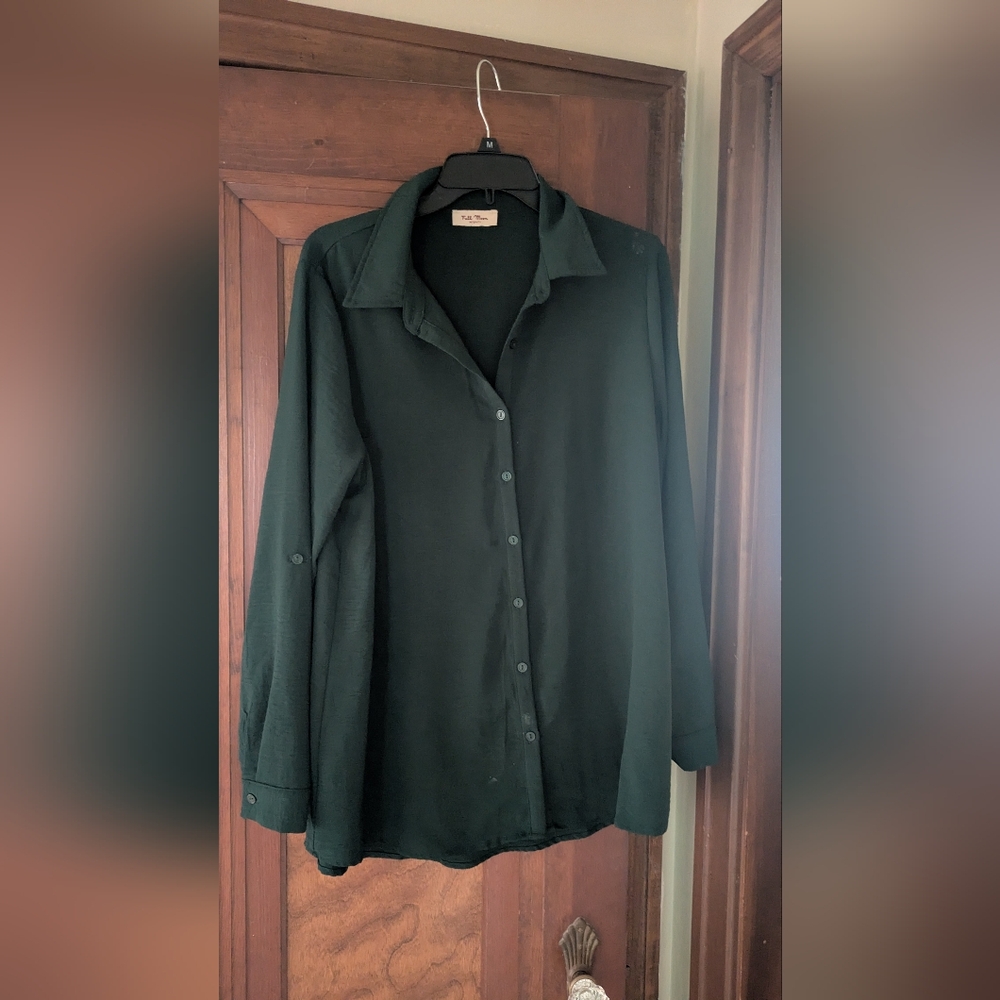 Women's Button Down Shirt - Dark Green